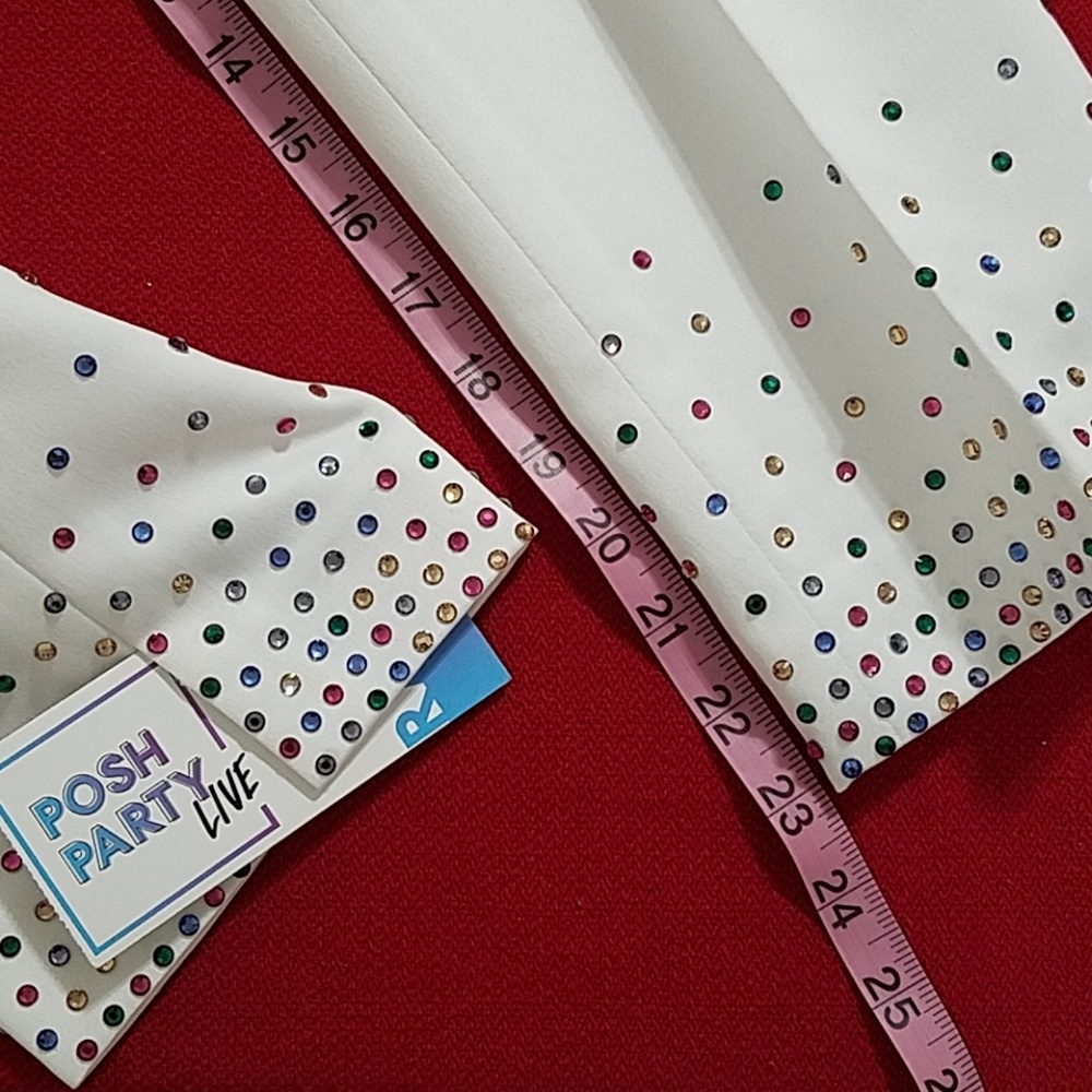 PAGEANT OUTFIT Rhinestone covered white petal design top and pants showgirl Sm - Picture 7 of 8